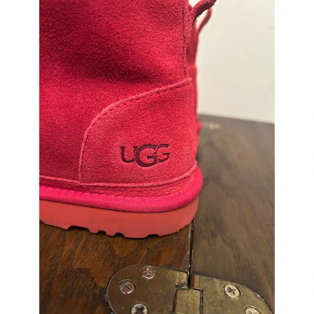 UGG Red Suede Chukka Boots Men's‎ 11 Sheepskin lined Ankle Lace up